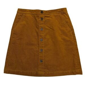 J. Crew Tan Camel Corduroy Preppy Academia Button Front A-Line Mini Skirt Size 2